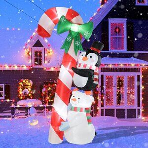 ⚡8.6 Ft Christmas Inflatables Candy Cane Snowman Penguin Outdoor Decorations